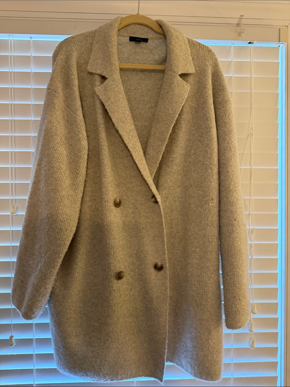 J. Crew Cream Double-Breasted Wool-Blend Blazer Coat
